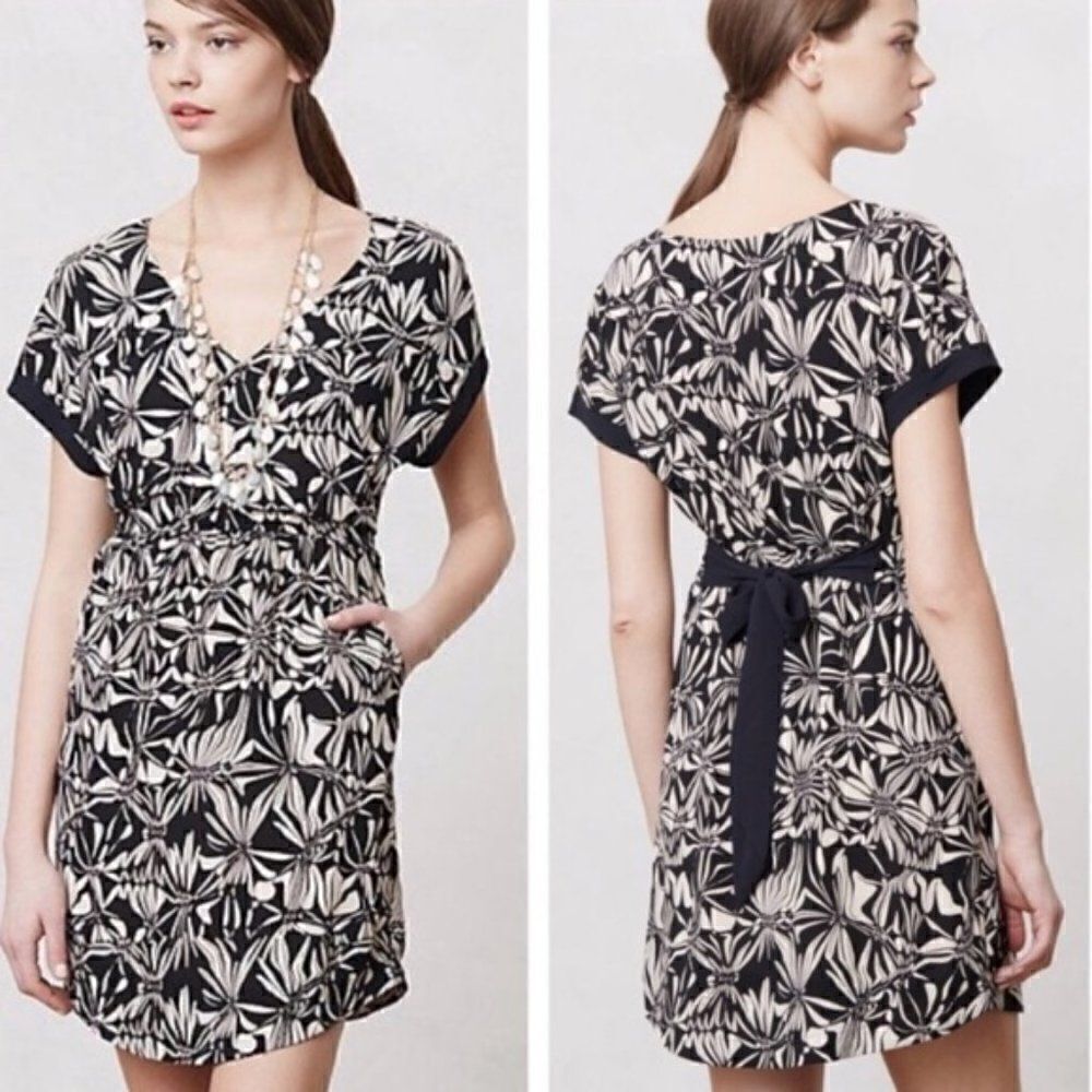 NWOT Black Cream Tie Back Dress